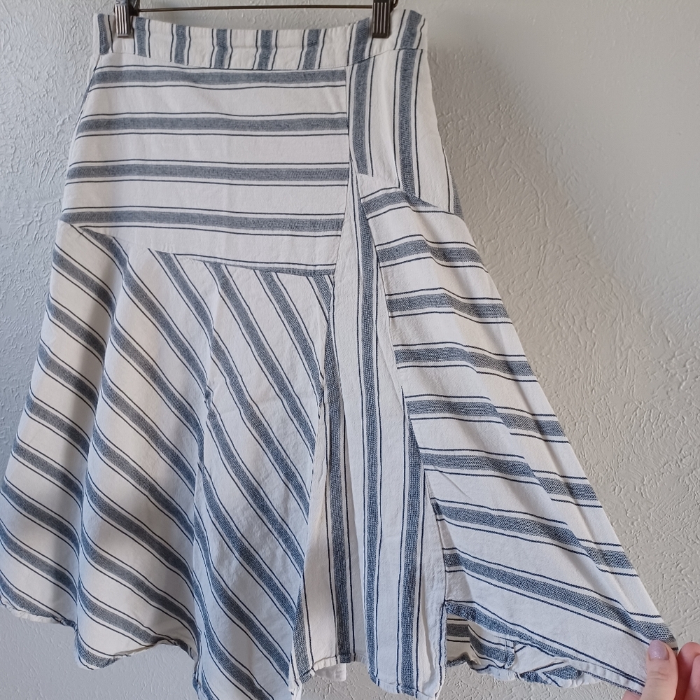 Who What Wear White and Blue Striped Midi Skirt - Picture 2 of 8